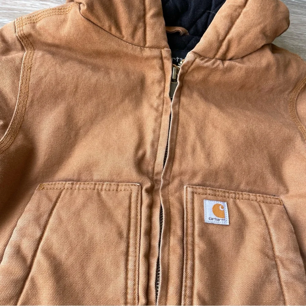 Carhartt Kids Tan Hooded Insulated Jacket Size 3T